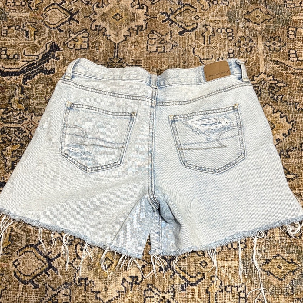 American Eagle Outfitters Light Blue Frayed Jean Shorts